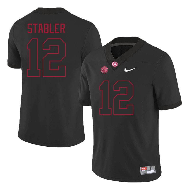 #12 Ken Stabler Alabama Crimson Tide Jerseys Football Stitched-Black